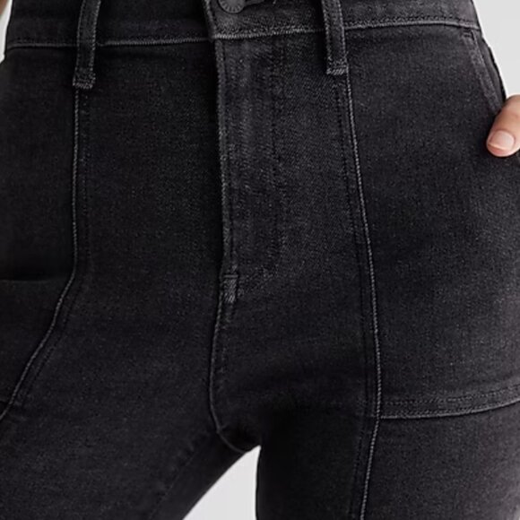 Express High Waisted Washed Black Utility Skinny Jeans - Picture 3 of 4